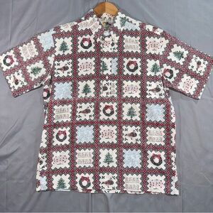 Vintage 1986 Reyn Spooner Mele Kalikimaka Christmas Hawaiian Shirt Patchwork Pop